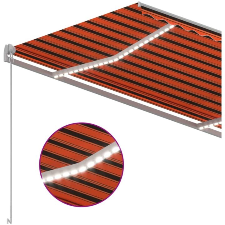 Markis manuellt infällbar med LED orange och brun vidaXL 350 x 250 cm – bild 5