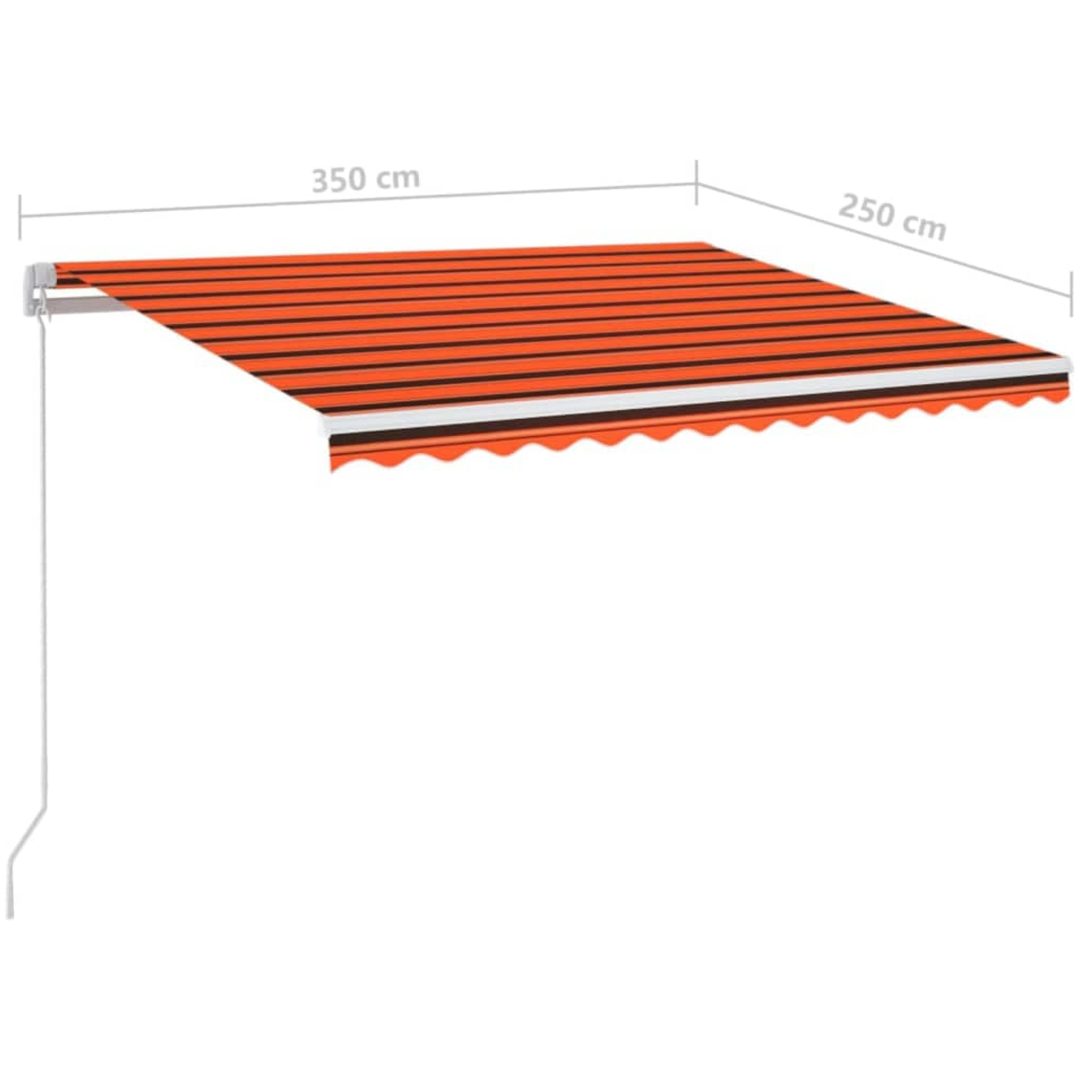 Markis manuellt infällbar med LED orange och brun vidaXL 350 x 250 cm – bild 7
