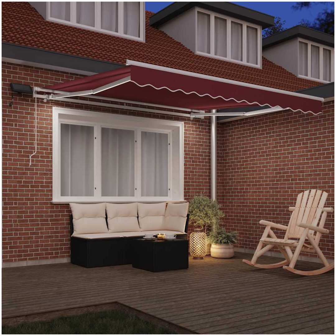 Markis manuellt infällbar med LED vinröd vidaXL 300 x 250 cm – bild 3