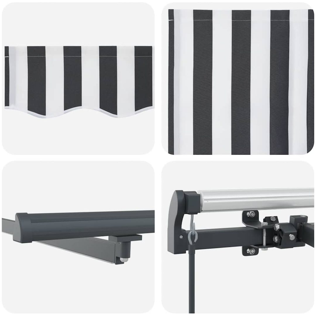 Markis manuellt infällbar med LEDs antracit&vit vidaXL 500 x 300 cm – bild 11