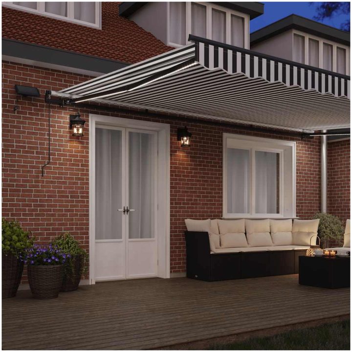 Markis manuellt infällbar med LEDs antracit&vit vidaXL 500 x 300 cm – bild 3