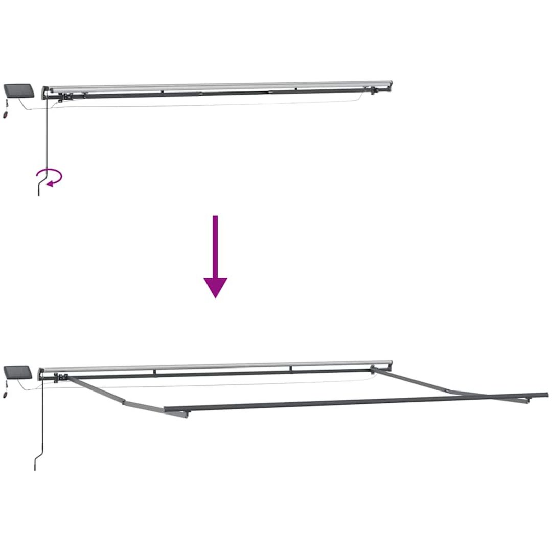Markis manuellt infällbar med LEDs antracit&vit vidaXL 500 x 300 cm – bild 10