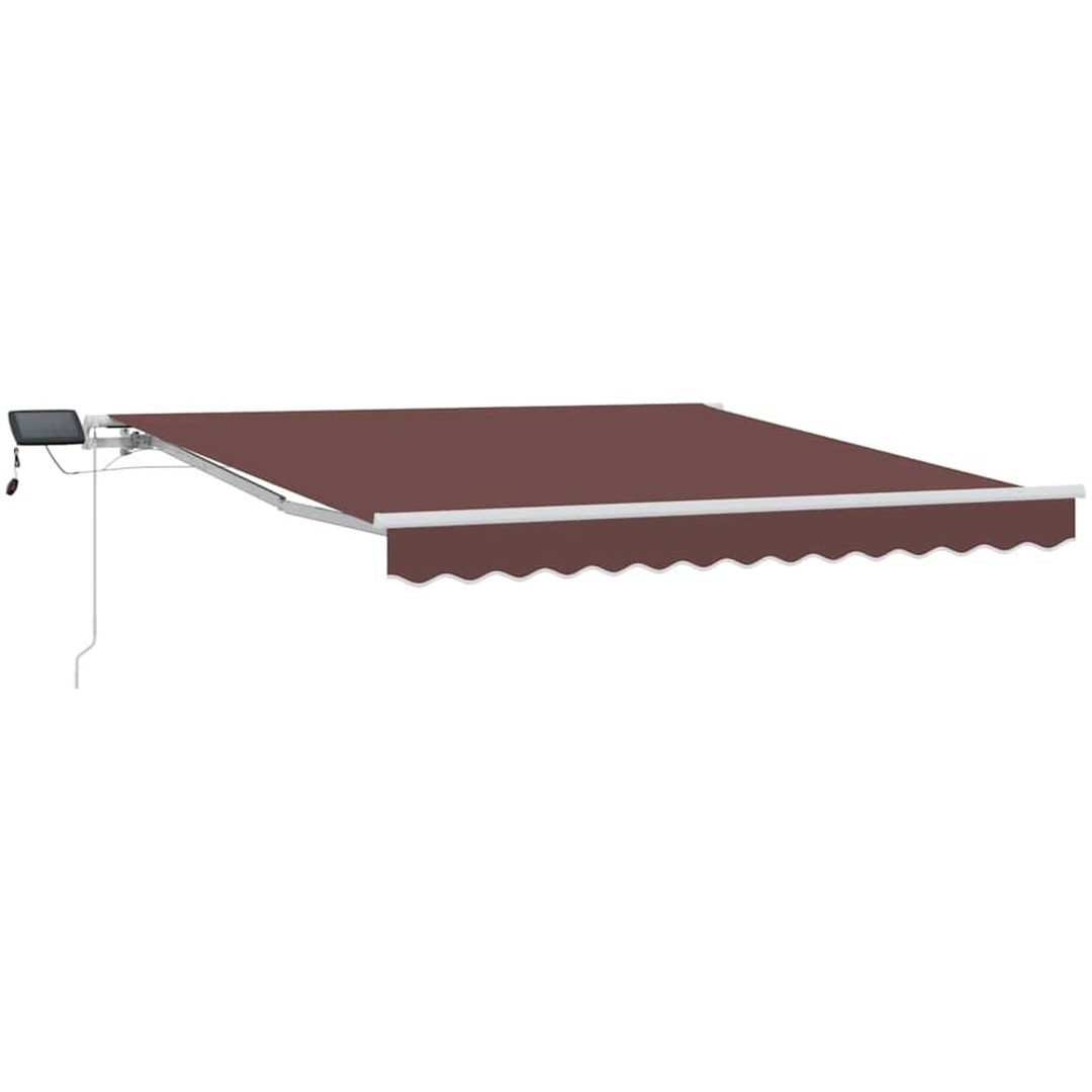 Markis manuellt infällbar med LEDs brun vidaXL 300 x 250 cm – bild 2