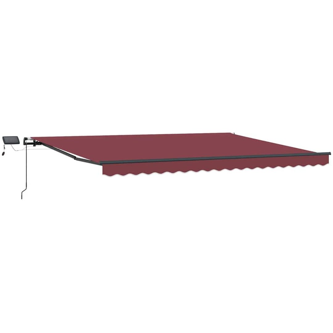 Markis manuellt infällbar med LEDs vinröd vidaXL 400 x 300 cm – bild 2