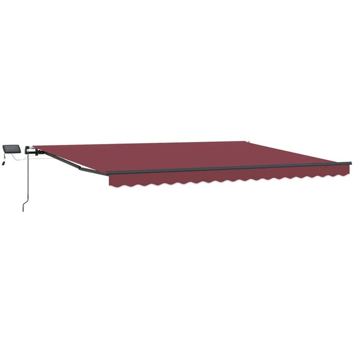Markis manuellt infällbar med LEDs vinröd vidaXL 400 x 300 cm – bild 2