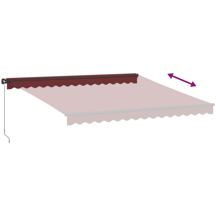 Markis manuellt infällbar med LEDs vinröd vidaXL 400 x 300 cm – bild 6
