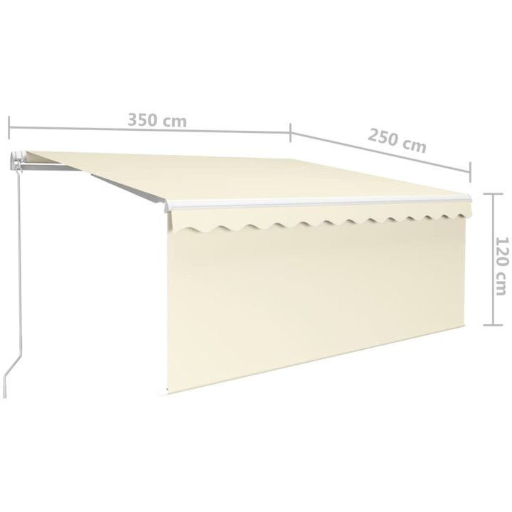 Markis manuellt infällbar med rullgardin&LED gräddvit vidaXL 3.5 x 2.5 m – bild 7