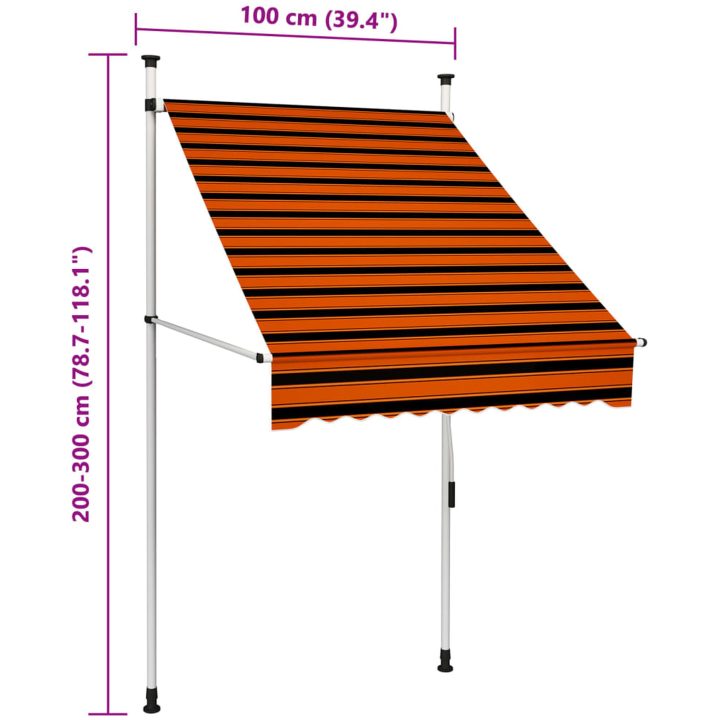 Markis manuellt infällbar orange och brun vidaXL 100 cm – bild 7