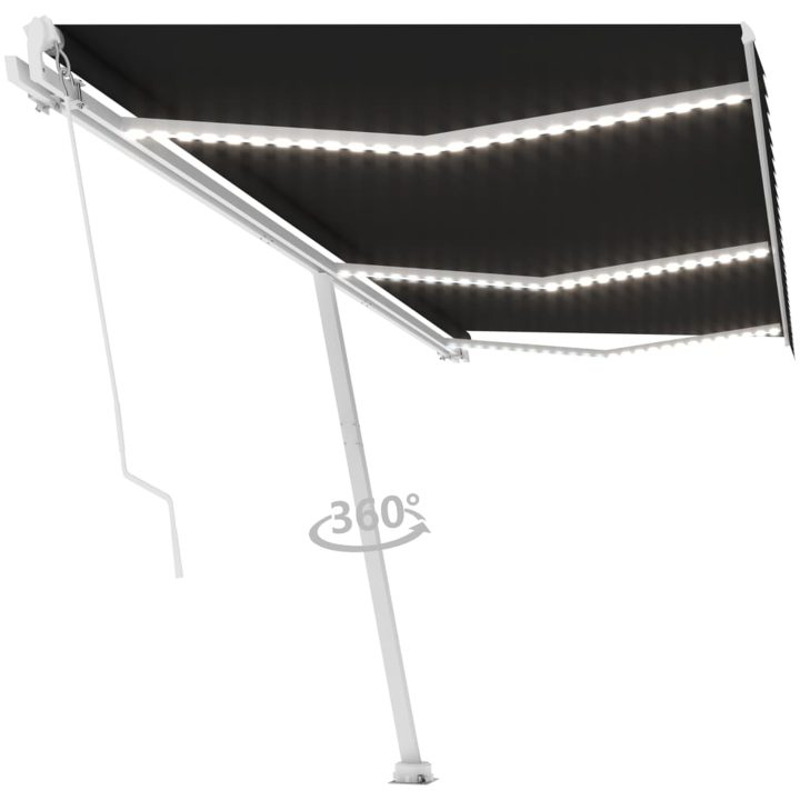 Markis med LED manuellt infällbar antracit vidaXL 600 x 300 cm – bild 2