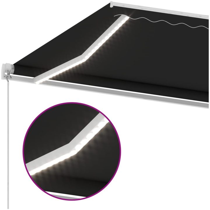 Markis med LED manuellt infällbar antracit vidaXL 600 x 300 cm – bild 7