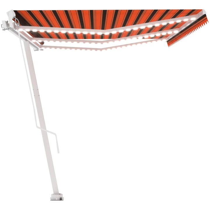Markis med LED manuellt infällbar orange och brun vidaXL 600 x 300 cm – bild 6