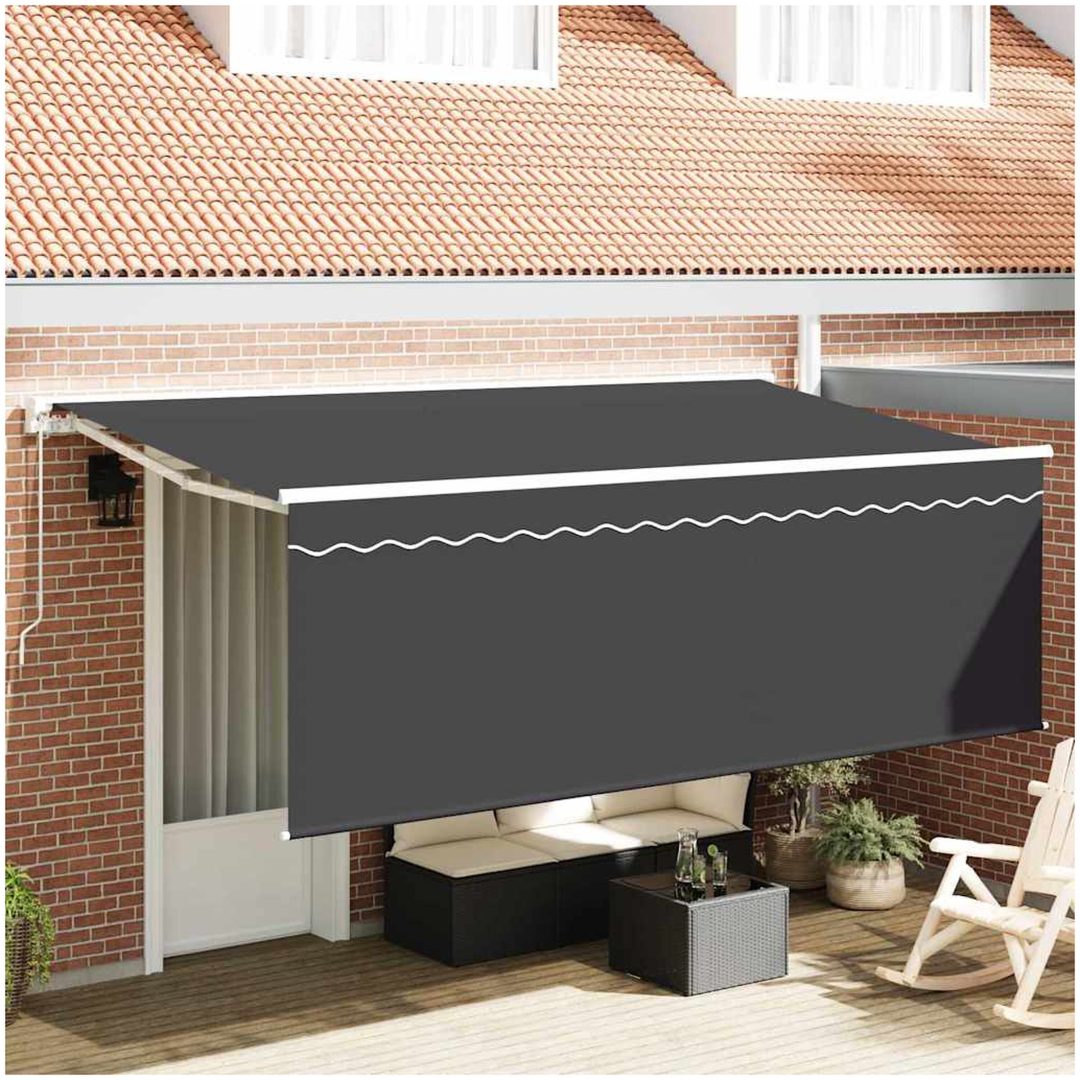 Markis med persienn Antracit Tyg, Metall vidaXL 350 x 200 x 120 cm