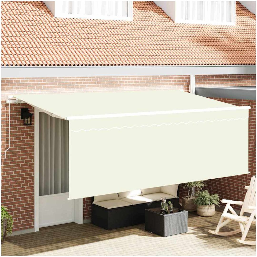 Markis med persienn Kräm Tyg, Metall vidaXL 350 x 200 x 120 cm
