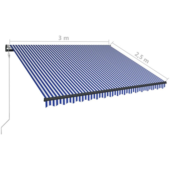 Markis med vindsensor & LED blå och vit vidaXL 300 x 250 cm – bild 12