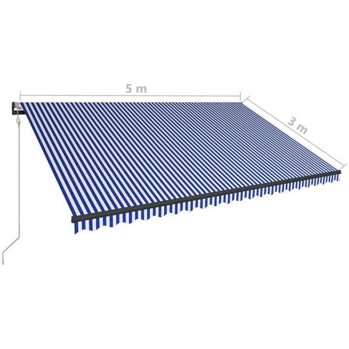 Markis med vindsensor & LED blå och vit vidaXL 500 x 300 cm – bild 12