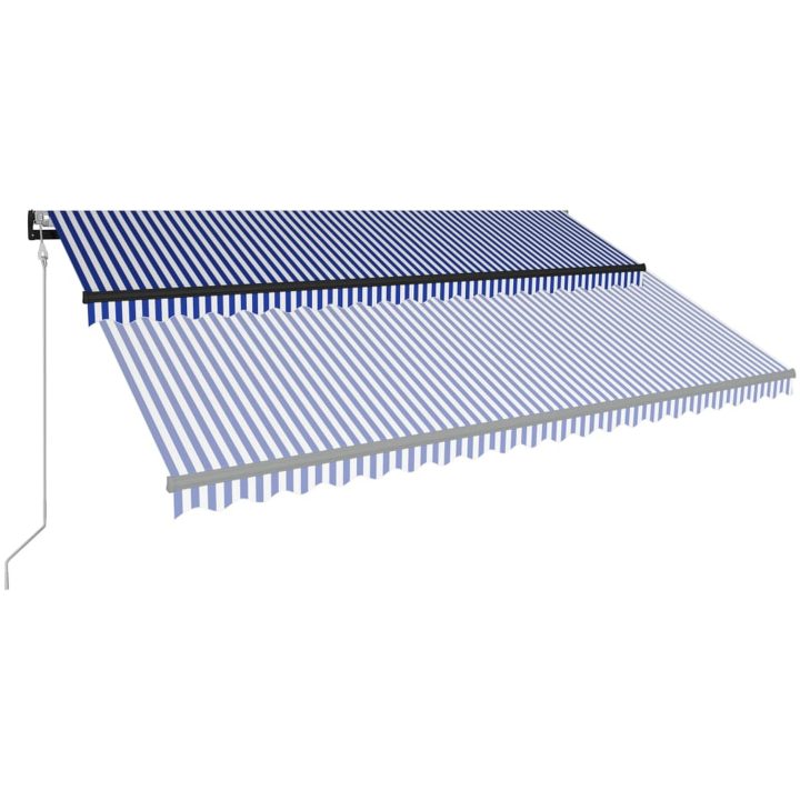 Markis med vindsensor & LED blå och vit vidaXL 500 x 300 cm – bild 4