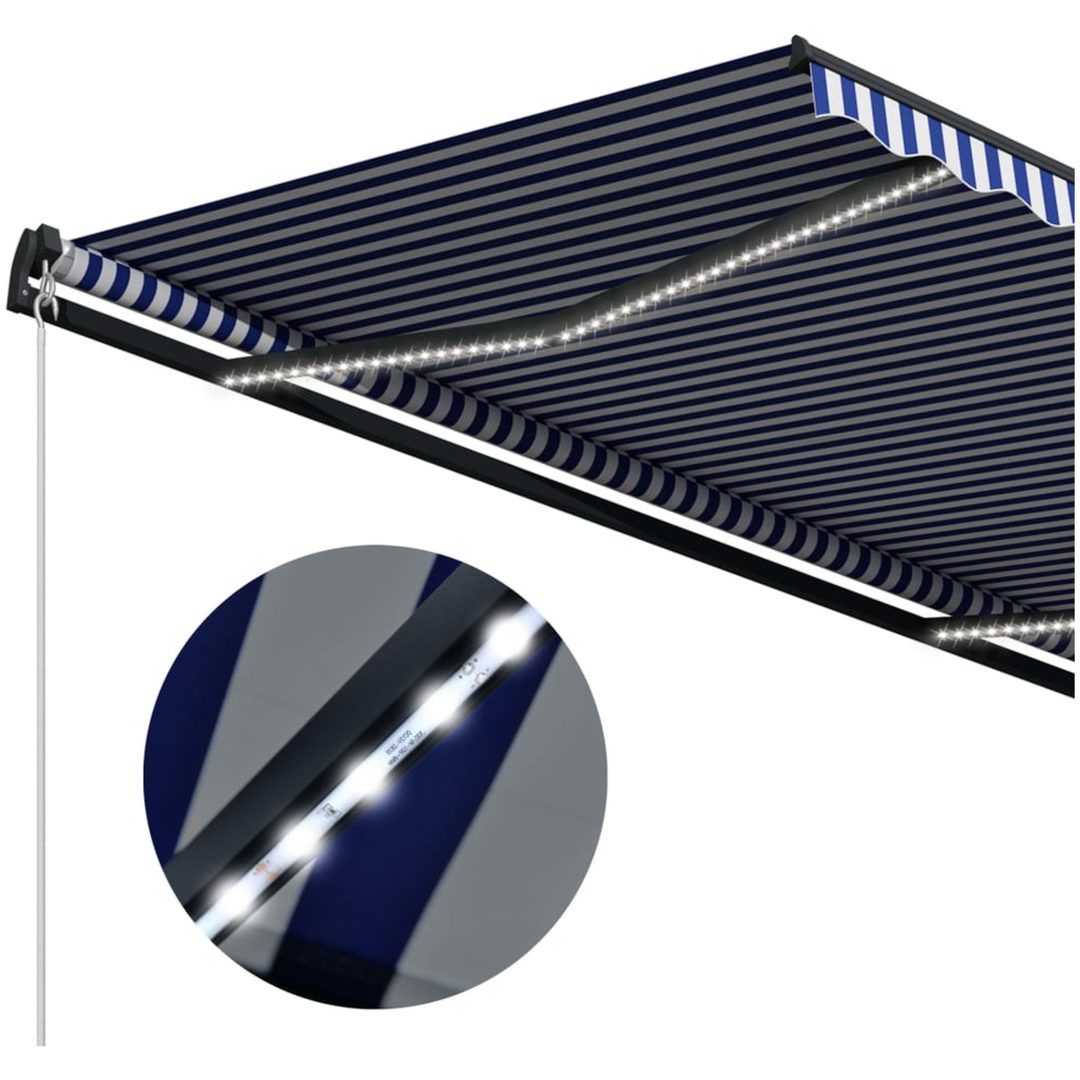 Markis med vindsensor & LED blå och vit vidaXL 500 x 300 cm – bild 6