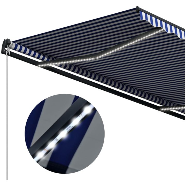 Markis med vindsensor & LED blå och vit vidaXL 500 x 300 cm – bild 6