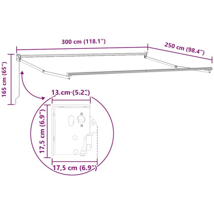 Markis Vit etall vidaXL 3 x 2,5 m – bild 6