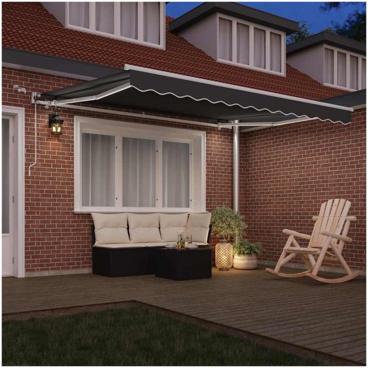 Markisram med LED -remsljus Vit Aluminium vidaXL 350 x 250 cm – bild 2