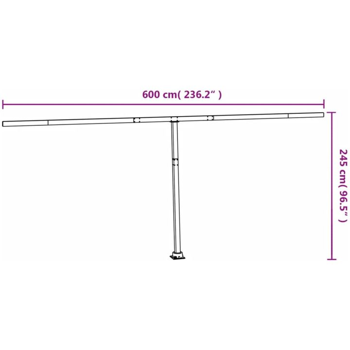 Markisstolpar set vit järn vidaXL 600 x 245 cm – bild 10