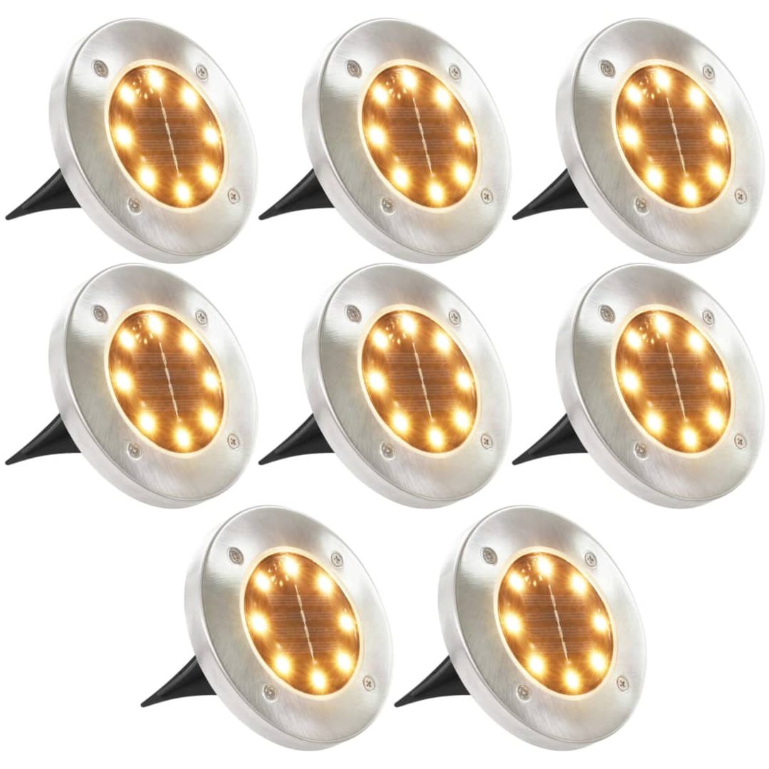 Marklampor soldrivna 8 st LED varmvit vidaXL
