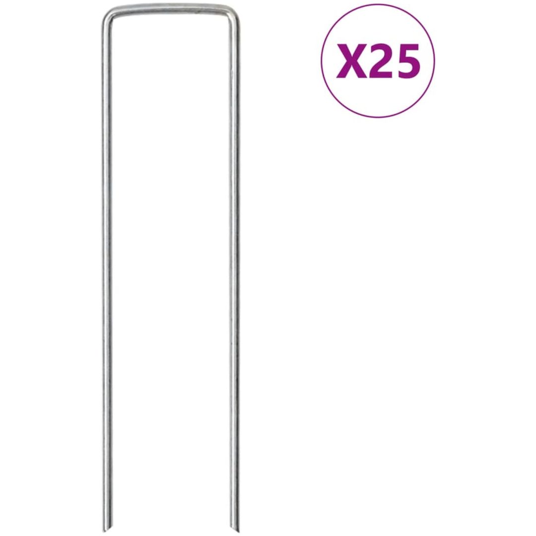 Markpinne U-format 25 st 15x3,5 cm galvaniserat stål vidaXL 15 x 3.5 cm