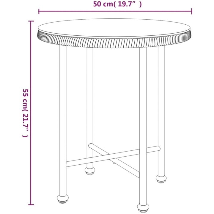 Matbord 50 cm härdat glas och stål vidaXL ⌀50 x 55 cm – bild 6
