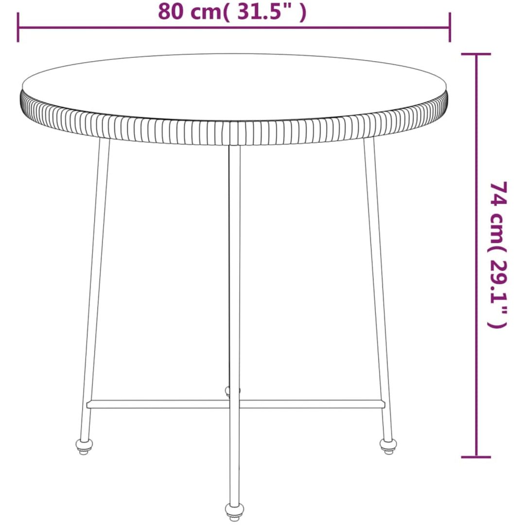Matbord 80 cm härdat glas och stål vidaXL ⌀80 x 74 cm – bild 6