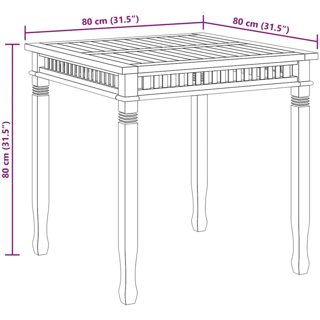 Matbord 80x80x80 cm massiv teak vidaXL – bild 10