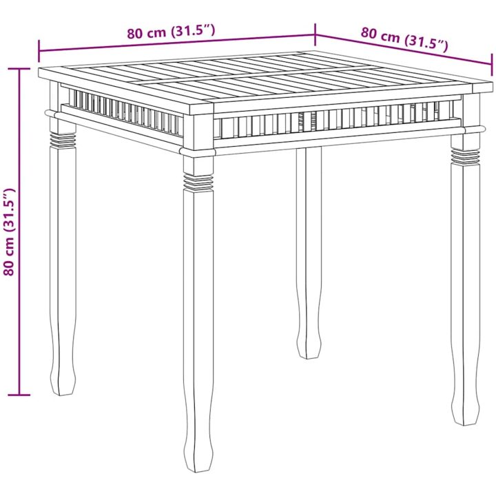 Matbord 80x80x80 cm massiv teak vidaXL – bild 10