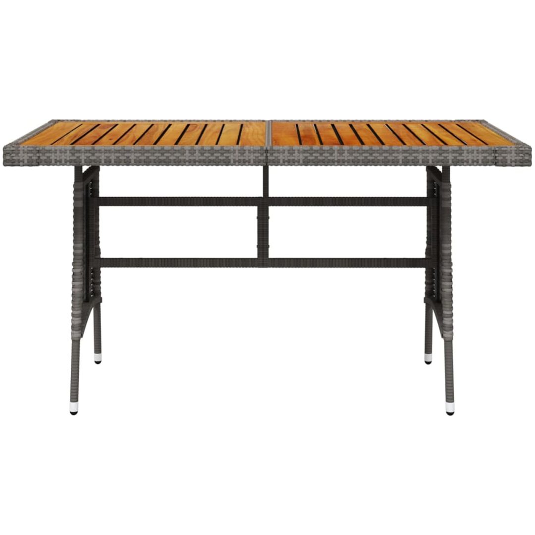 Matbord för trädgård grå konstrotting massiv akacia vidaXL 130 x 70 x 72 cm – bild 2