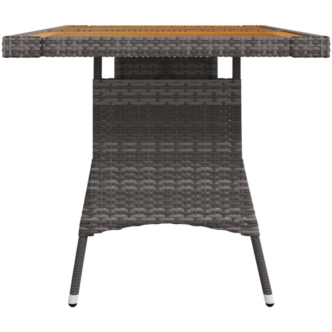 Matbord för trädgård grå konstrotting massiv akacia vidaXL 130 x 70 x 72 cm – bild 3