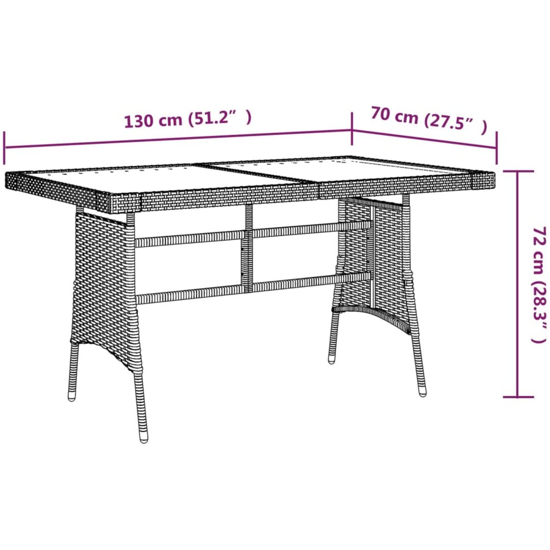 Matbord för trädgård grå konstrotting massiv akacia vidaXL 130 x 70 x 72 cm – bild 4