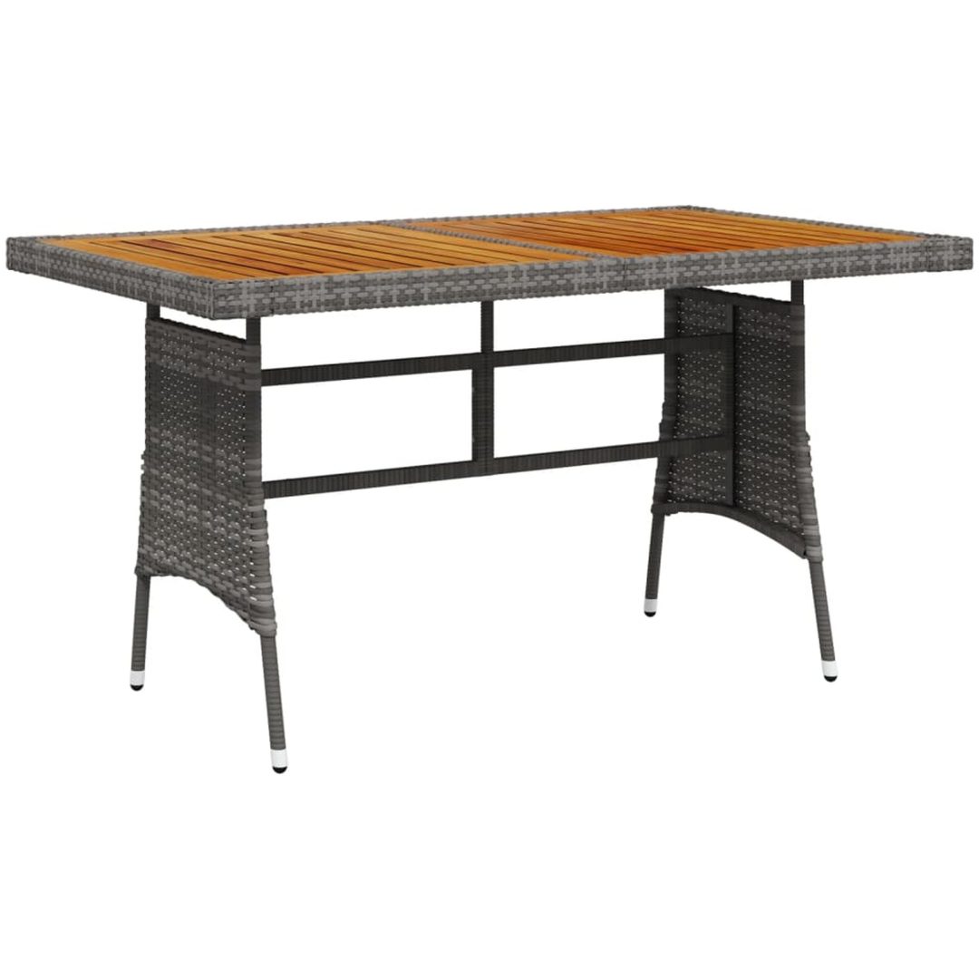 Matbord för trädgård grå konstrotting massiv akacia vidaXL 130 x 70 x 72 cm