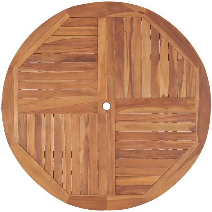 Matbord för trädgården ⌀110x75 cm massiv teak vidaXL – bild 4