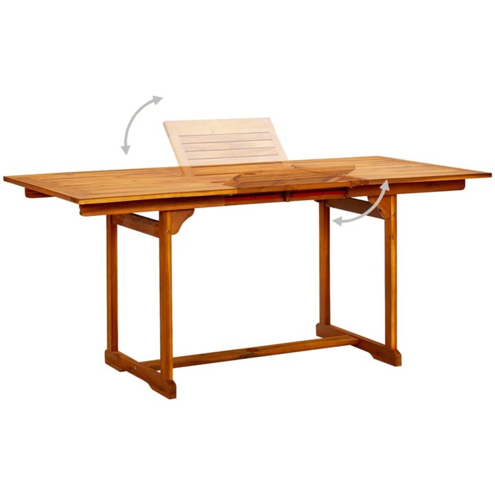 Matbord för trädgården (120-170)x80x75 cm massiv akacia vidaXL 170 x 80 x 75 cm – bild 3