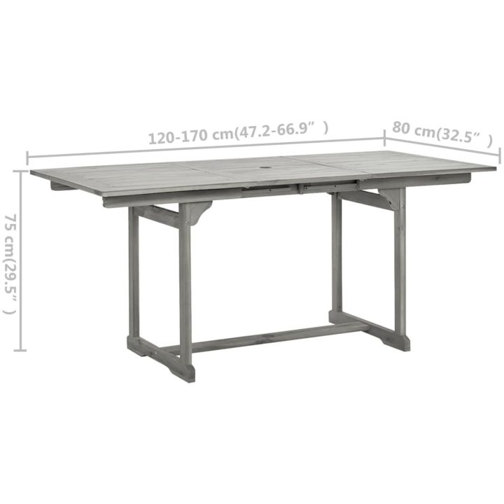 Matbord för trädgården (120-170)x80x75 cm massiv akaciaträ vidaXL 170 x 80 x 75 cm – bild 8