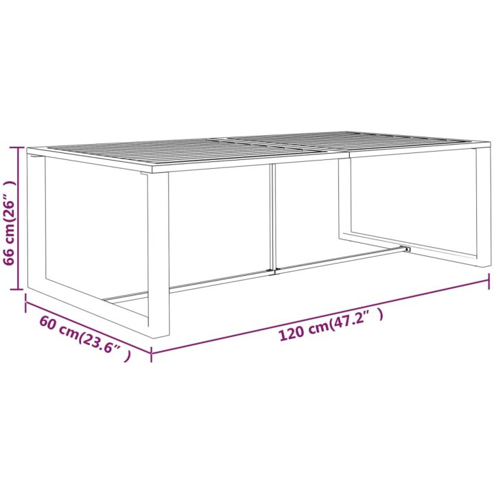 Matbord för trädgården antracit 120x60x66 cm aluminium vidaXL – bild 5