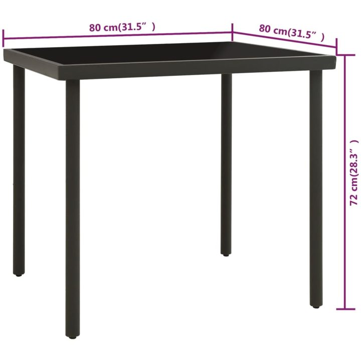 Matbord för trädgården antracit 80x80x72 cm glas och stål vidaXL – bild 4