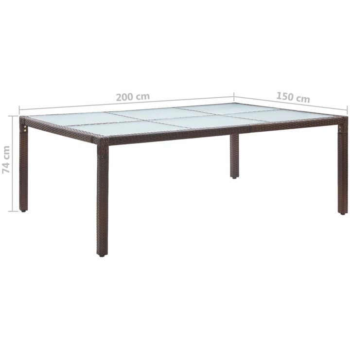 Matbord för trädgården brun 200x150x74 cm konstrotting vidaXL – bild 5