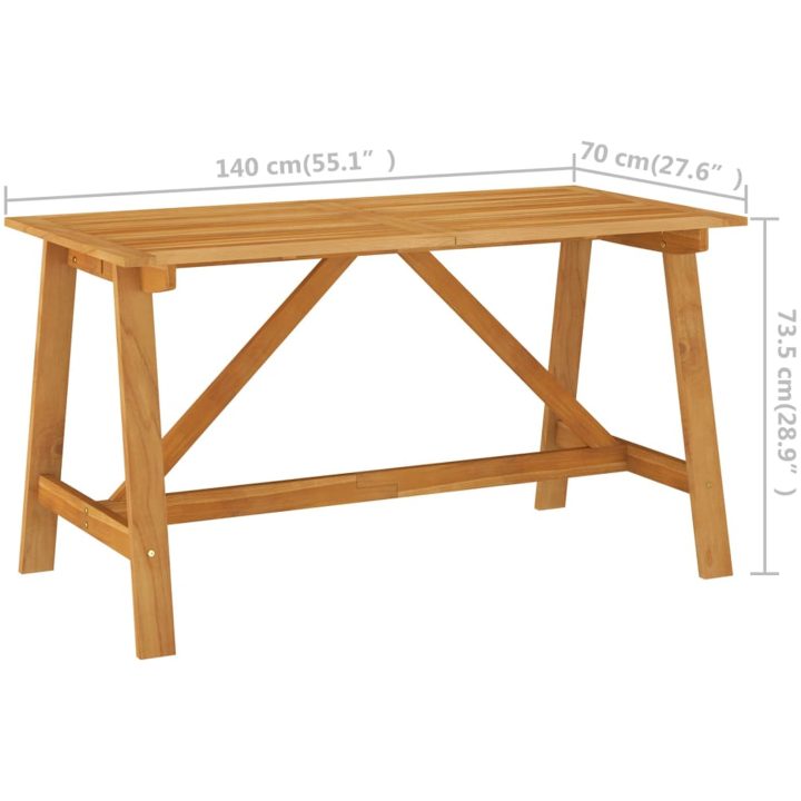 Matbord för trädgården massiv akacia vidaXL 140 x 70 x 73.5 cm – bild 6