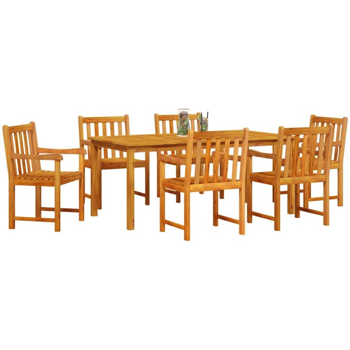 Matbord Set 7 pcs Naturligt trä vidaXL 180 x 90 x 75 cm – bild 3