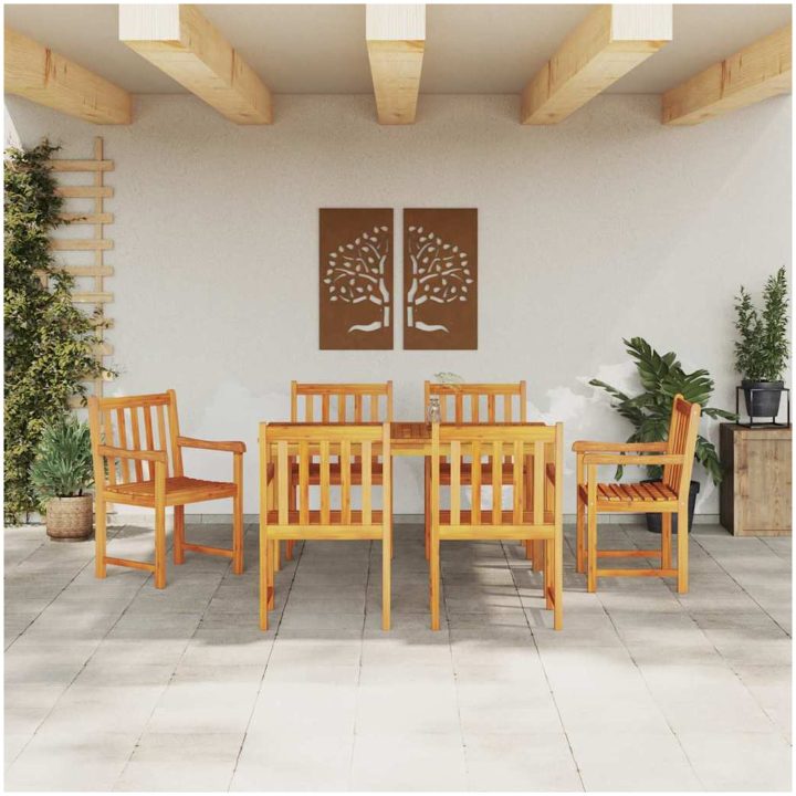Matbord Set 7 pcs Naturligt trä vidaXL 180 x 90 x 75 cm – bild 4