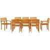 Matbord Set 9 pcs Naturlig Massivt akaciaträ vidaXL 180 x 90 x 75 cm – miniatyr 7