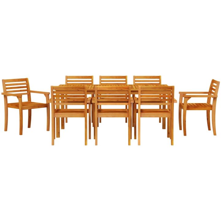 Matbord Set 9 pcs Naturlig Massivt akaciaträ vidaXL 180 x 90 x 75 cm – bild 7