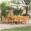 Matbord Set 9 pcs Naturlig Massivt akaciaträ vidaXL 180 x 90 x 75 cm – miniatyr 1