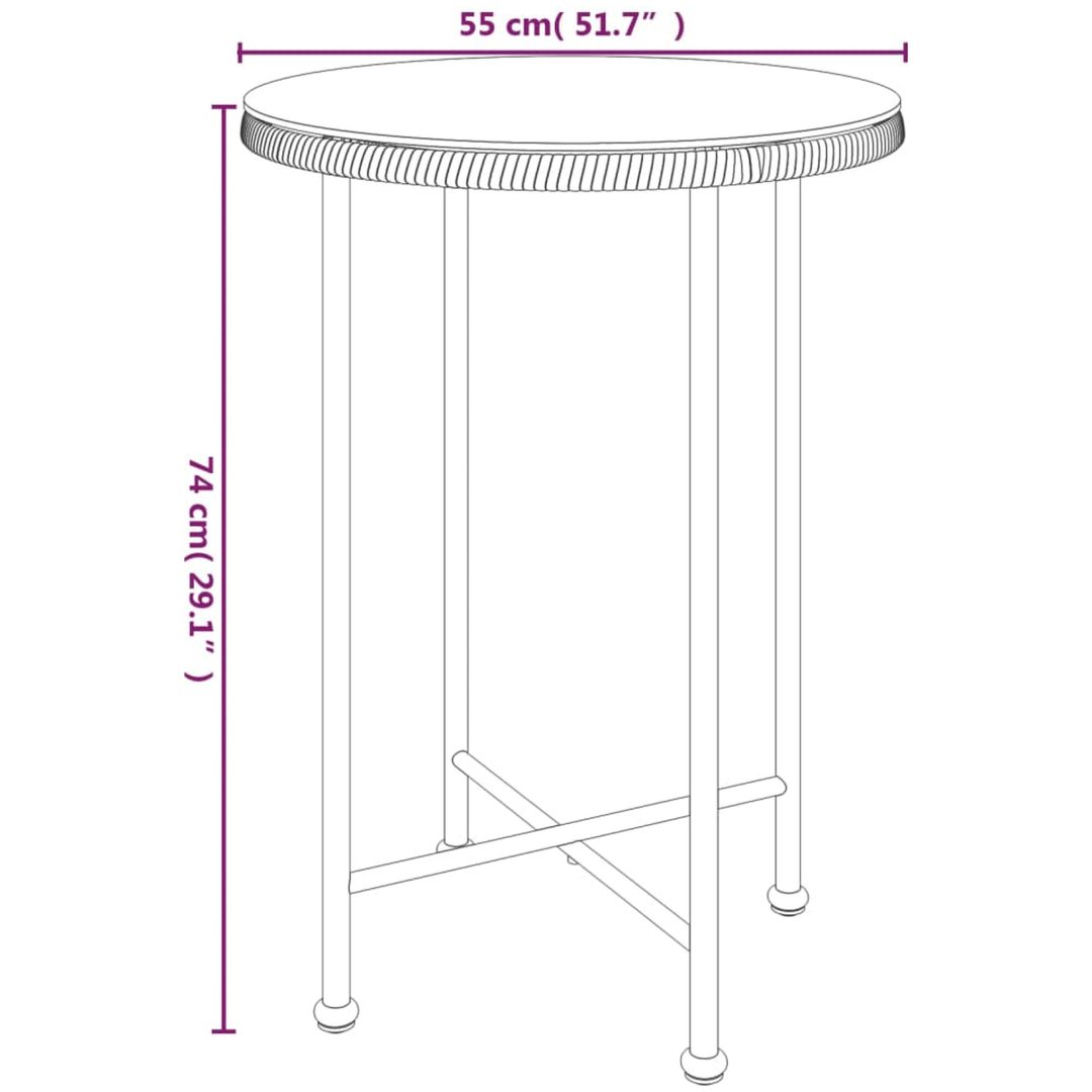 Matbord svart 55 cm härdat glas och stål vidaXL ⌀55 x 74 cm – bild 6