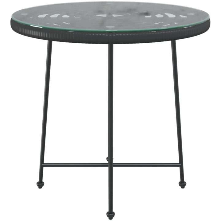 Matbord svart 80 cm härdat glas och stål vidaXL ⌀80 x 74 cm – bild 3