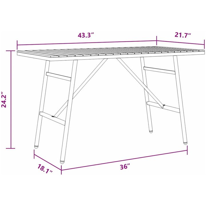 Matbord - Svart, , Gjort av massivt akaciaträ vidaXL 110 x 55 x 62 cm – bild 11
